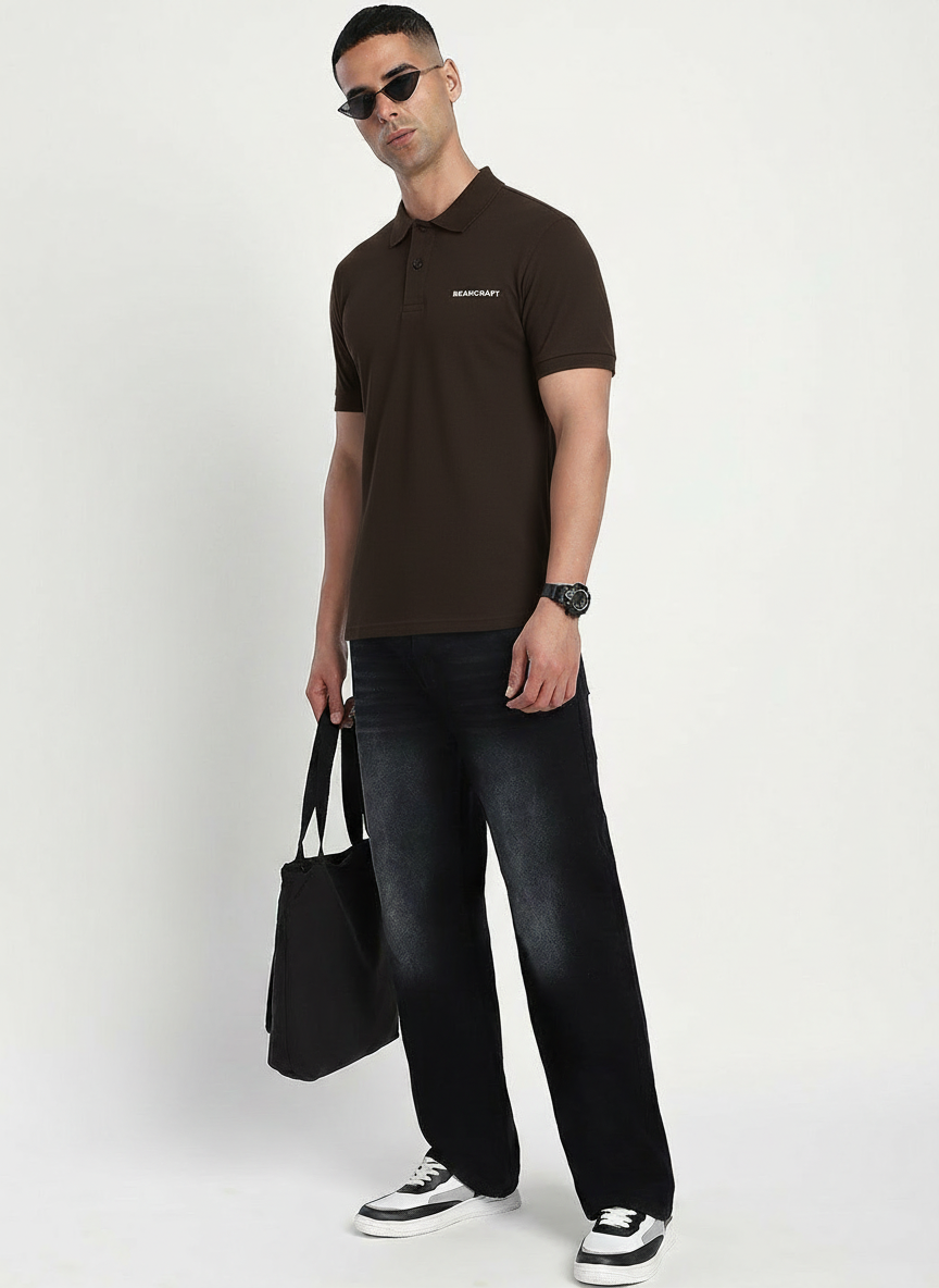 BEARCRAFT Men’s Brown Polo T-Shirt – Regular Fit