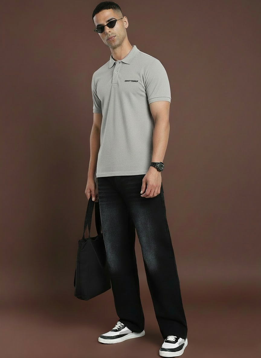 BEARCRAFT Men’s Grey Polo T-Shirt – Regular Fit