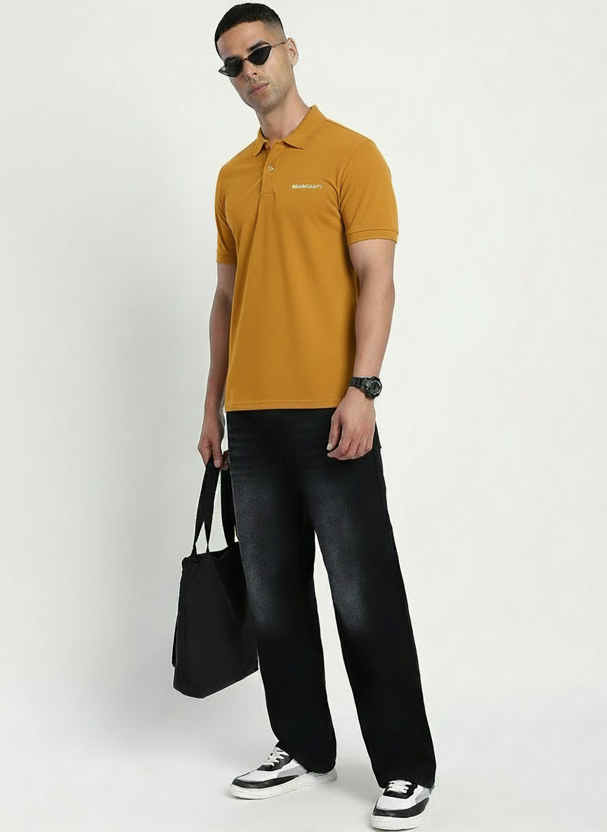 BEARCRAFT Men’s Yellow Polo T-Shirt – Regular Fit