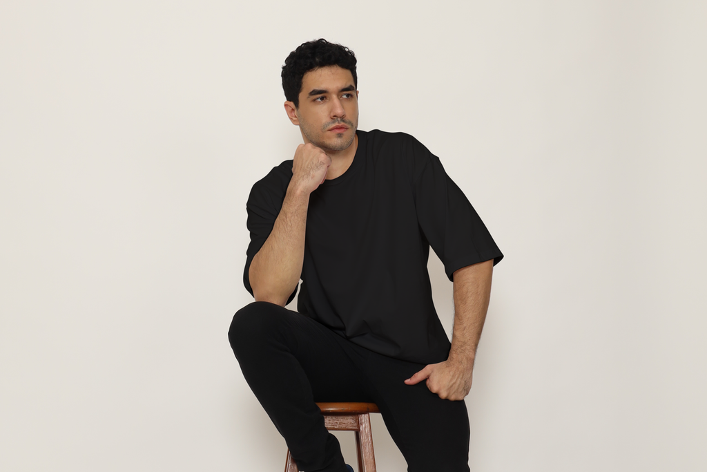 Carlos Racing Black Oversized Back Graphic Printed T-Shirt