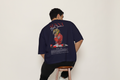 Vintage Racing Blue Oversized Back Graphic Printed T-Shirt