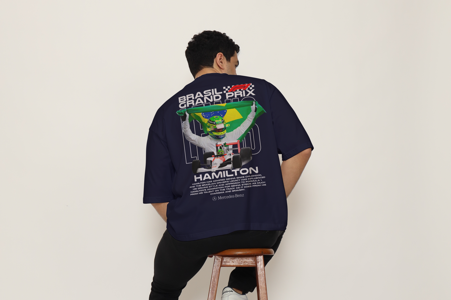 Brazil Racing Blue Oversized Back Graphic Printed T-Shirt