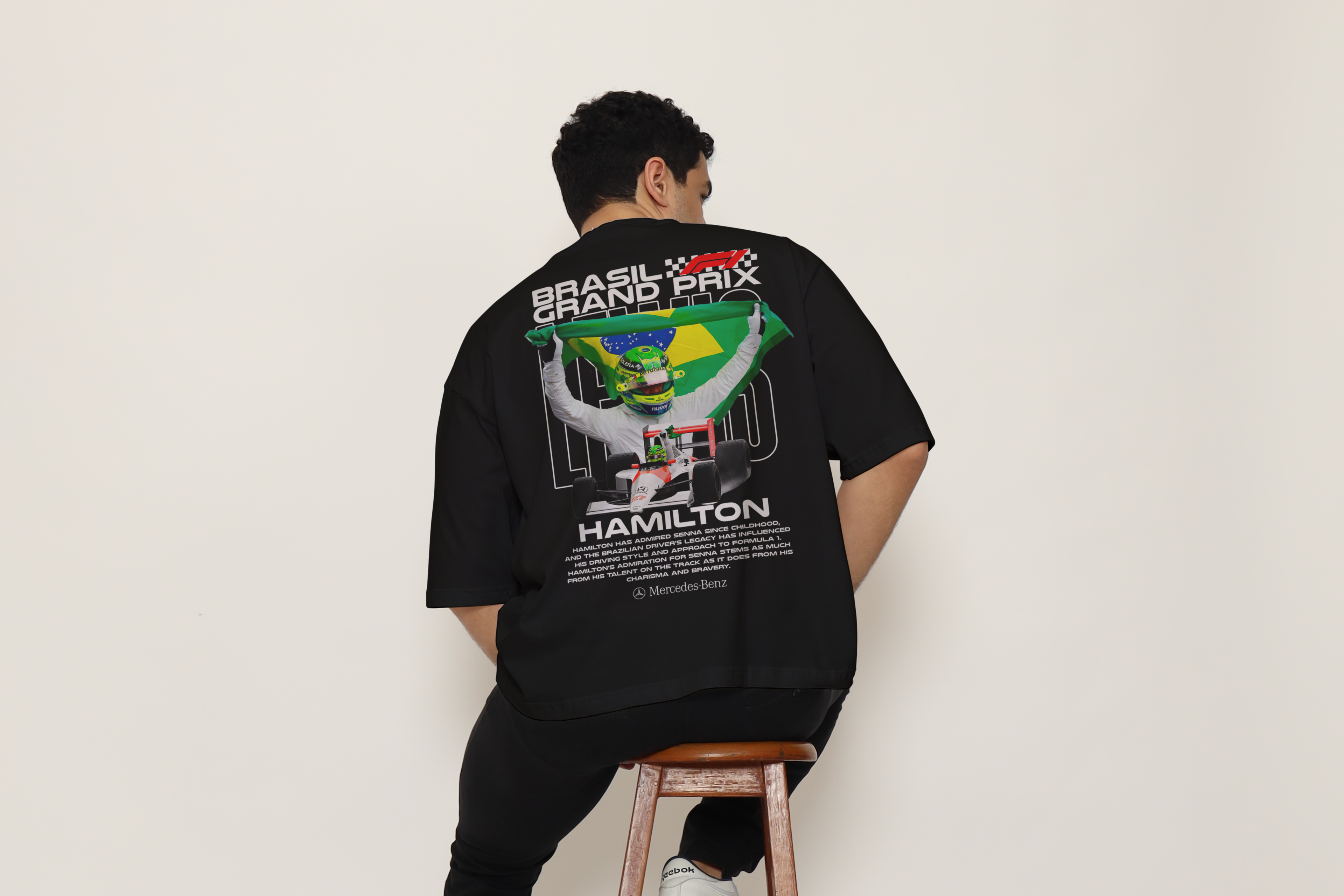 Brazil Racing Black Oversized Back Graphic Printed T-Shirt