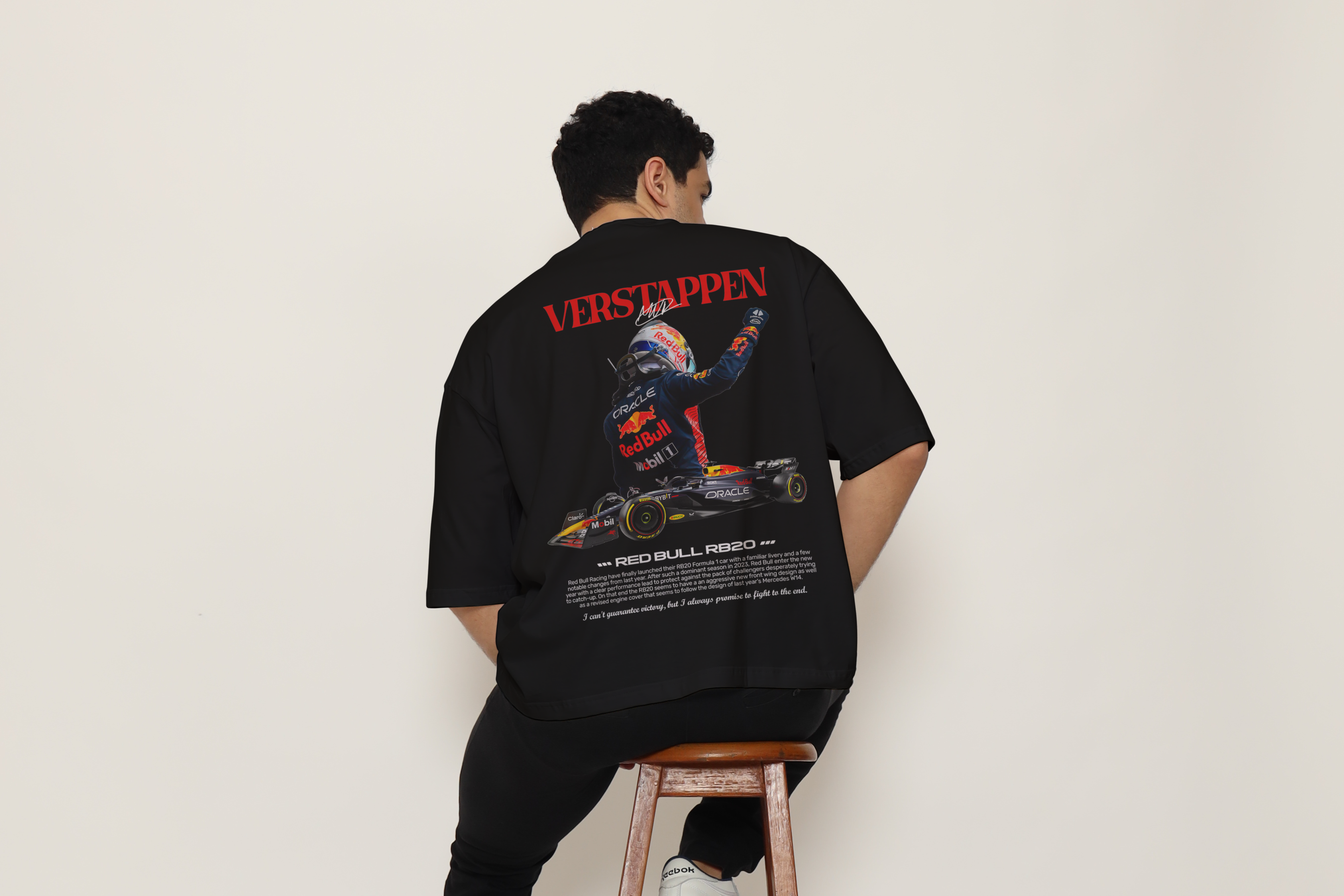 Motorsport Racing Black Oversized Back Graphic Printed T-Shirt