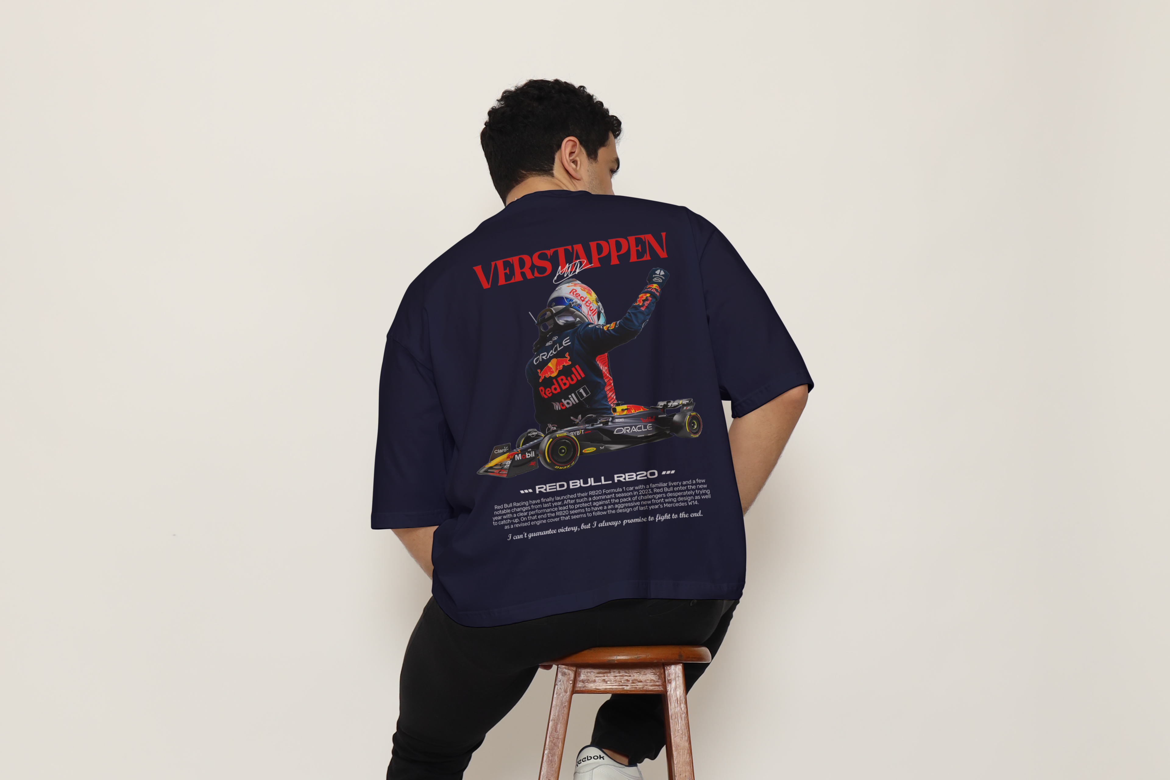Motorsport Racing Blue Oversized Back Graphic Printed T-Shirt