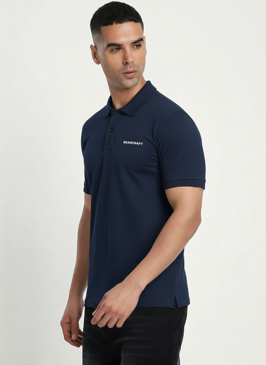 BEARCRAFT Men’s Navy Blue Polo T-Shirt – Regular Fit