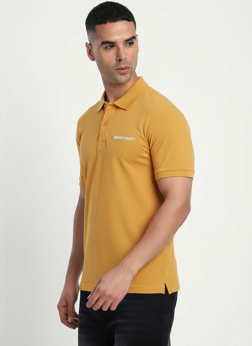 BEARCRAFT Men’s Yellow Polo T-Shirt – Regular Fit