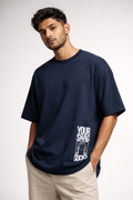 Swag Blue Oversized Graphic Printed T-shirt