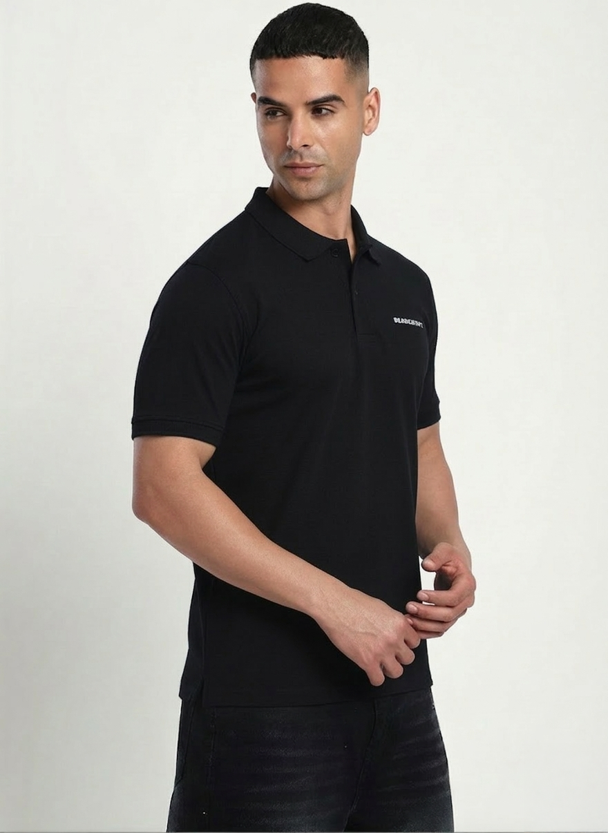 BEARCRAFT Men’s Black Polo T-Shirt – Regular Fit