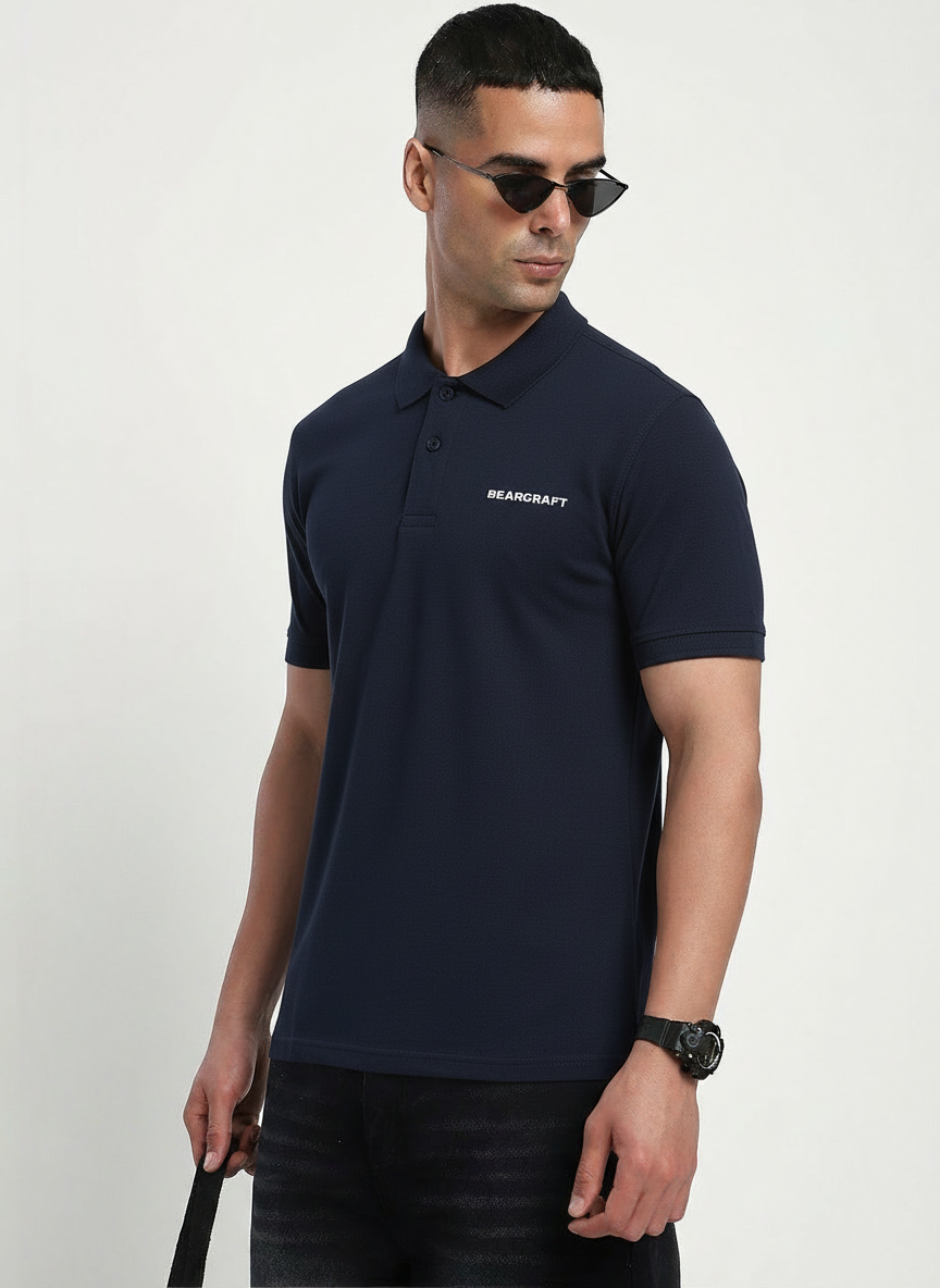 BEARCRAFT Men’s Navy Blue Polo T-Shirt – Regular Fit