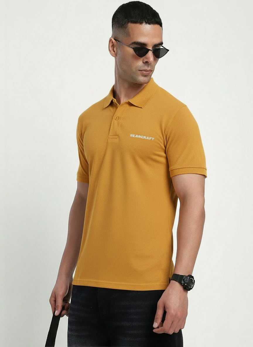 BEARCRAFT Men’s Yellow Polo T-Shirt – Regular Fit