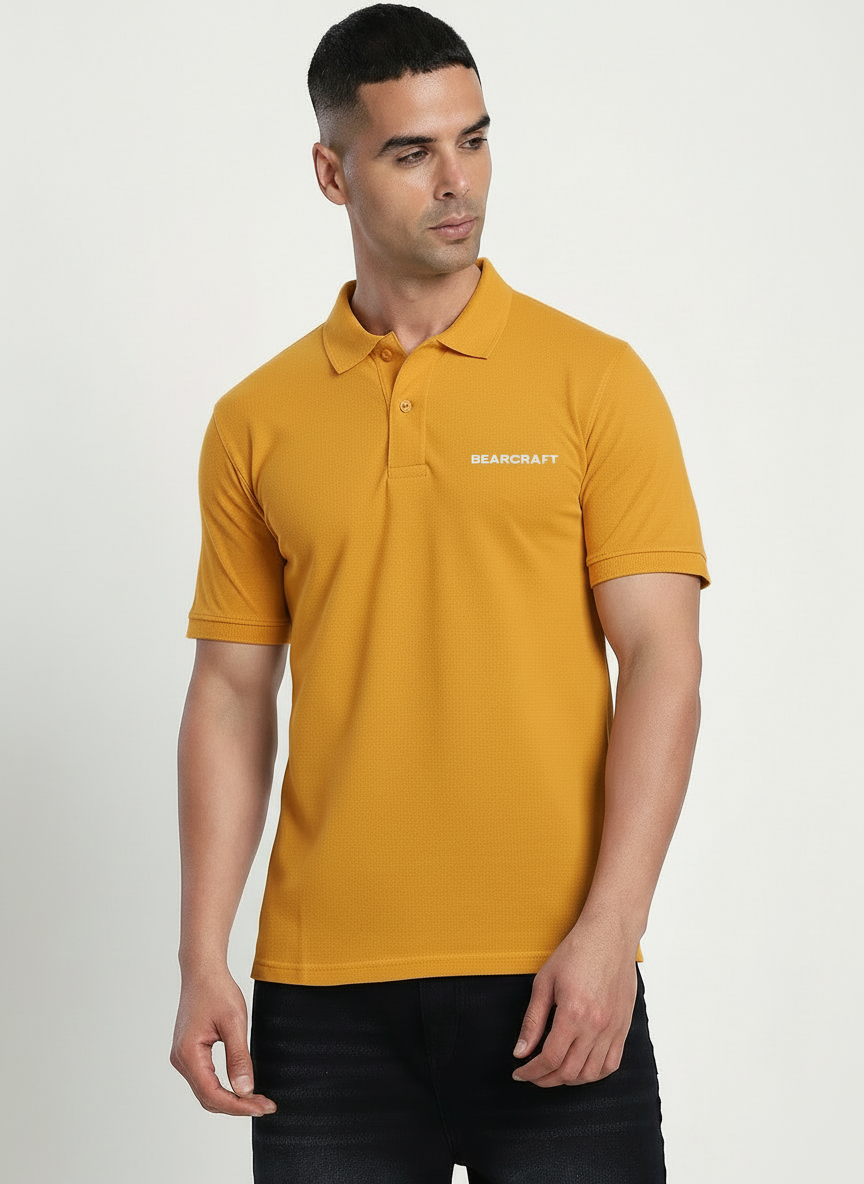 BEARCRAFT Men’s Yellow Polo T-Shirt – Regular Fit