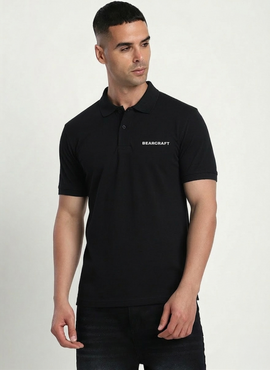 BEARCRAFT Men’s Black Polo T-Shirt – Regular Fit