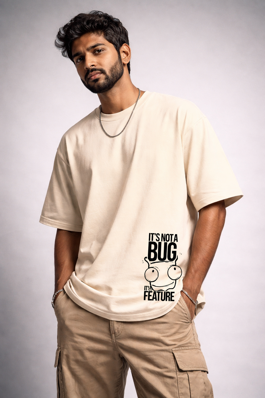 Bug Yellow Oversized Graphic Back Printed T-shirt