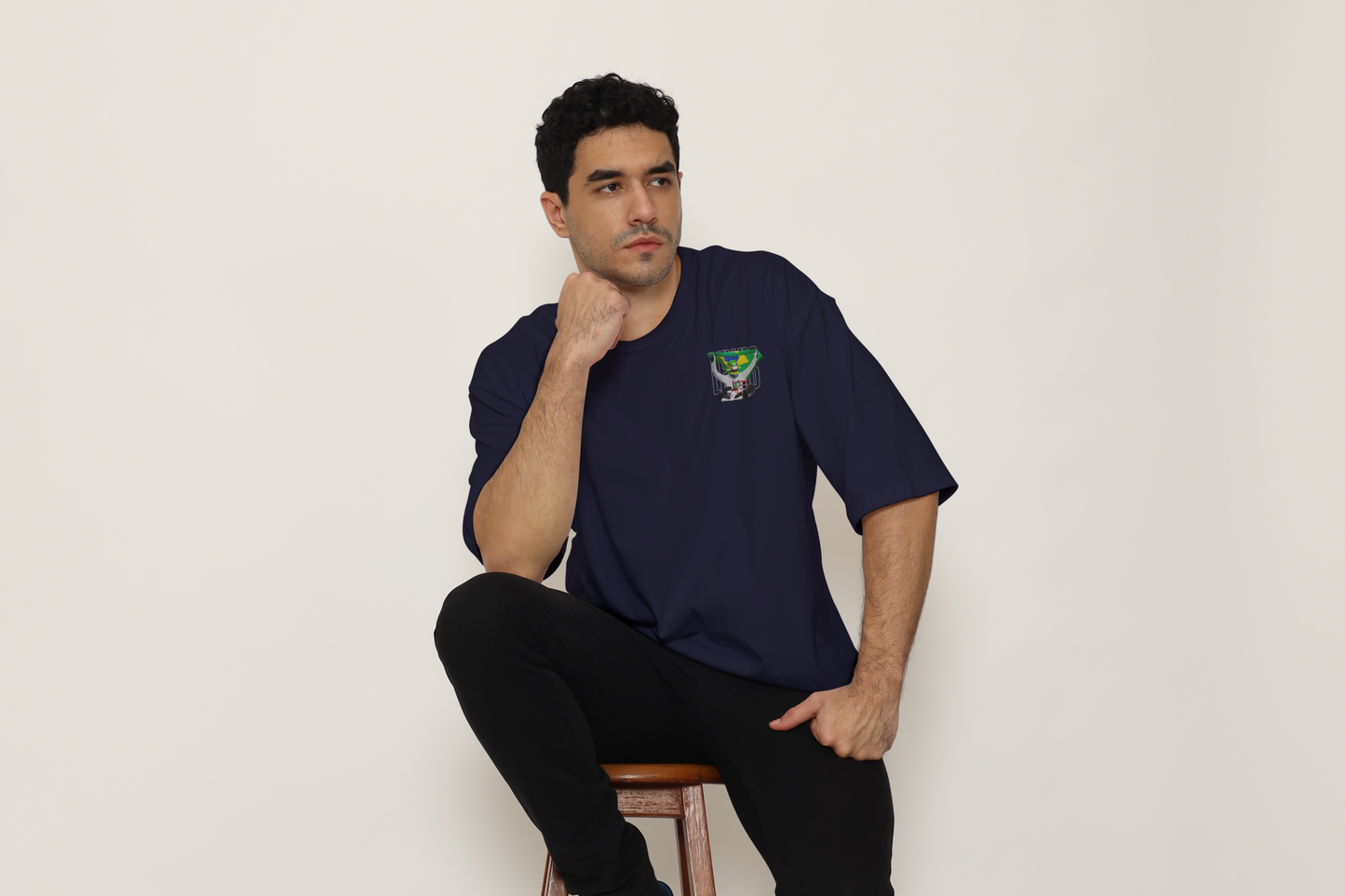 Brazil Racing Blue Oversized Back Graphic Printed T-Shirt